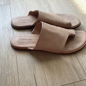 Lightly worn Vince slides in light tan size 8